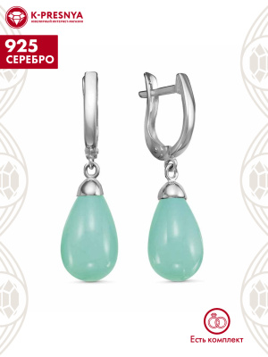 Серьги серебро 925 пробы, без покрытия, вставка - искусственная бирюза