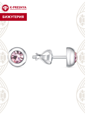 Серьги бижутерия, покрытие - серебрение, вставка - стекло ювелирное preciosa