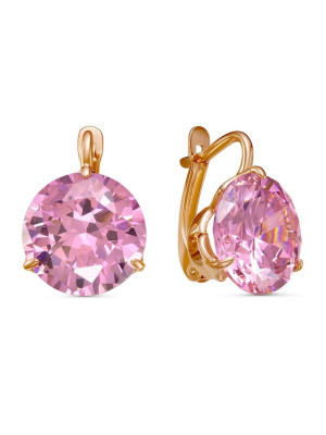 Серьги бижутерия, покрытие - золочение, вставка - фианит (недрагоценный камень)