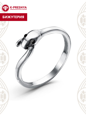 Кольцо бижутерия, покрытие - серебрение с оксидированием, вставка - стекло ювелирное preciosa