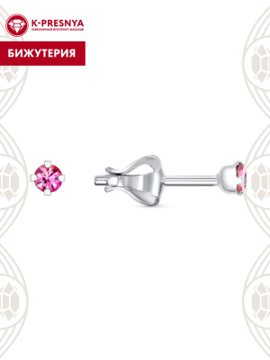 Серьги бижутерия, покрытие - серебрение, вставка - стекло ювелирное preciosa