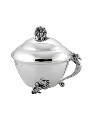 Икорница "морской конек" серебро 925 пробы, покрытие - оксидирование, без вставок