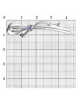 Брошь серебро 925 пробы, покрытие - родирование, отделка - алмазная грань, вставка - фианит (недрагоценный камень)