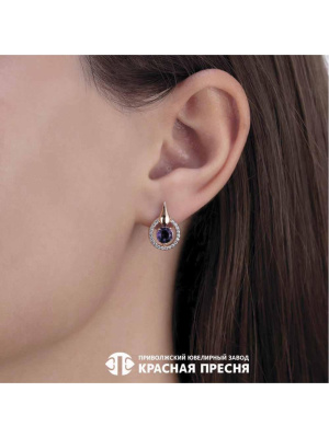 Серьги серебро 925 пробы, покрытие - золочение, выборочное родирование