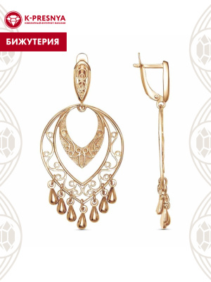Серьги бижутерия, покрытие - золочение, без вставок