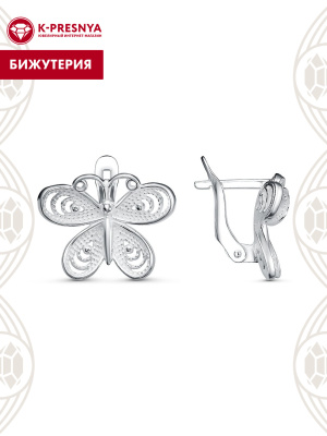 Серьги бижутерия, покрытие - серебрение, без вставок