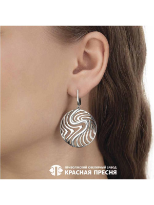 Серьги серебро 925 пробы, покрытие - оксидирование, без вставок