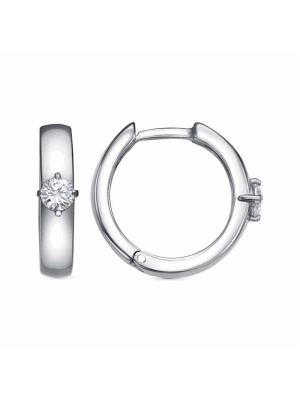 Серьги серебро 925 пробы, покрытие - платинирование, вставка - фианит (недрагоценный камень)