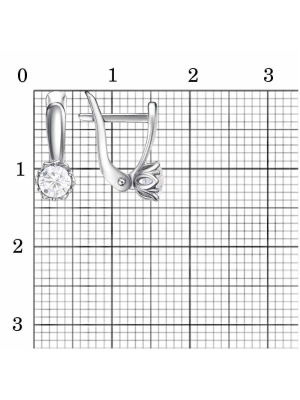 Серьги серебро 925 пробы, покрытие - платинирование, вставка - фианит (недрагоценный камень)