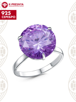 Кольцо серебро 925 пробы, покрытие - родирование, вставка - фианит (недрагоценный камень)