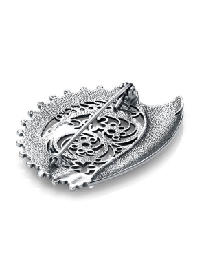 Брошь бижутерия, покрытие - серебрение с оксидированием, без вставок