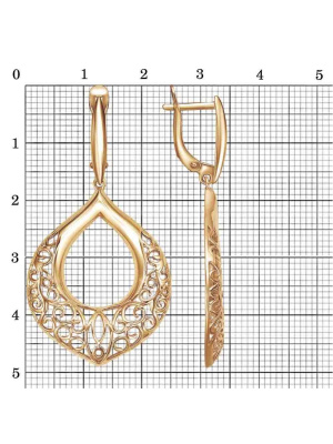 Серьги серебро 925 пробы, покрытие - золочение, без вставок