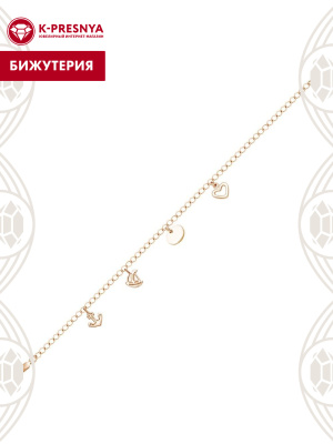 Браслет бижутерия, покрытие - золочение, без вставок