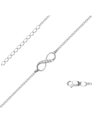 Браслет серебро 925 пробы, покрытие - родирование, вставка - фианит (недрагоценный камень)