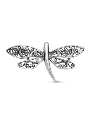 Брошь бижутерия, покрытие - серебрение с оксидированием, без вставок