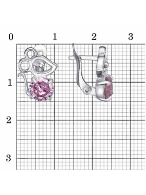 Серьги бижутерия, покрытие - платинирование, вставка - фианит (недрагоценный камень)