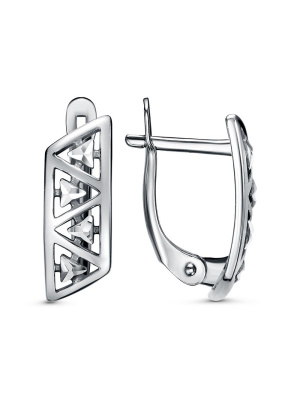 Серьги бижутерия, покрытие - серебрение с оксидированием, отделка - алмазная грань, без вставок