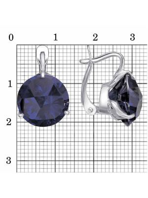 Серьги серебро 925 пробы, покрытие - родирование, вставка - фианит собственной огранки (недрагоценный камень)