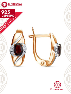 Серьги серебро 925 пробы, покрытие - золочение, выборочное родирование