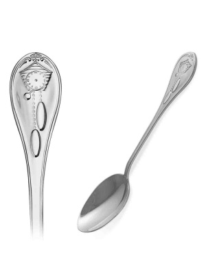 Ложка чайная "часики" серебро 925 пробы, без покрытия, без вставок