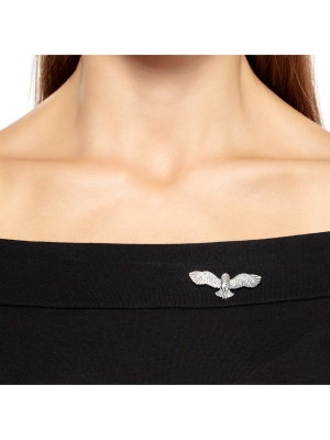 Брошь серебро 925 пробы, покрытие - оксидирование, без вставок