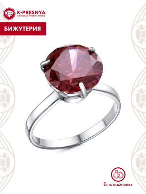 Кольцо бижутерия, покрытие - платинирование, вставка - фианит (недрагоценный камень)