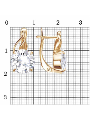 Серьги бижутерия, покрытие - золочение, вставка - фианит (недрагоценный камень)