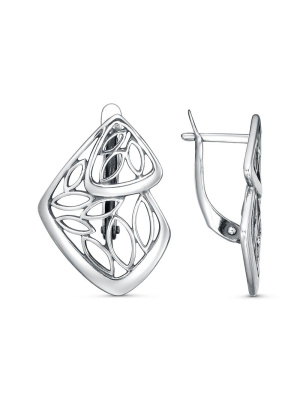 Серьги бижутерия, покрытие - серебрение с оксидированием, без вставок