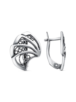 Серьги серебро 925 пробы, покрытие - оксидирование, без вставок