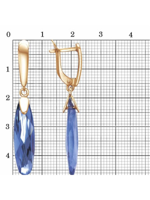 Серьги бижутерия, покрытие - золочение, вставка - стекло ювелирное собственной огранки