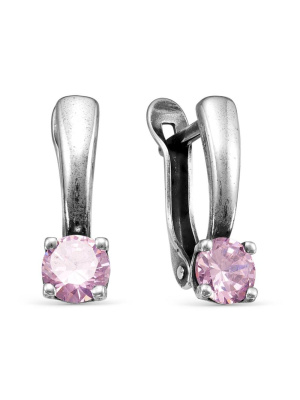 Серьги бижутерия, покрытие - серебрение с оксидированием, вставка - фианит (недрагоценный камень)