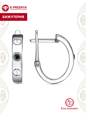 Серьги бижутерия, покрытие - платинирование, вставка - стекло ювелирное preciosa