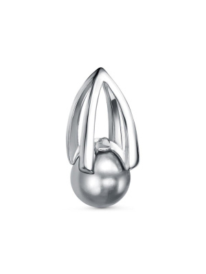 Подвеска бижутерия, покрытие - платинирование, вставка - имитация жемчуга