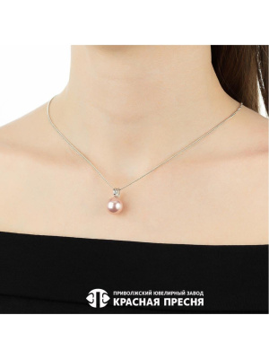 Подвеска серебро 925 пробы, покрытие - родирование, вставка - имитация жемчуга