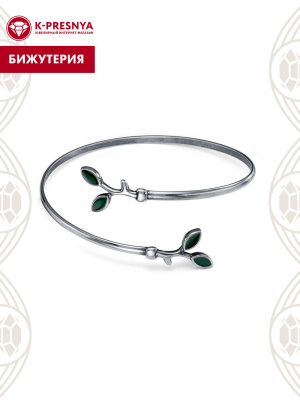 Браслет бижутерия, покрытие - серебрение с оксидированием, отделка - эмаль, без вставок