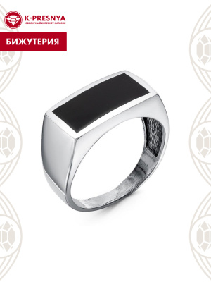 Кольцо бижутерия, покрытие - серебрение с оксидированием, отделка - эмаль, без вставок