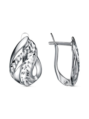 Серьги серебро 925 пробы, покрытие - оксидирование, отделка - алмазная грань, без вставок