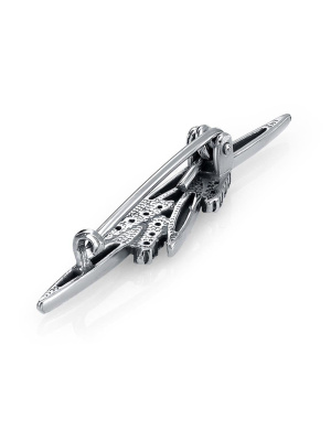 Брошь серебро 925 пробы, покрытие - платинирование, вставка - фианит (недрагоценный камень)