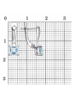 Серьги серебро 925 пробы, покрытие - родирование, вставка - голубой топаз (полудрагоценный камень)