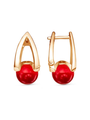 Серьги бижутерия, покрытие - золочение, вставка - имитация жемчуга