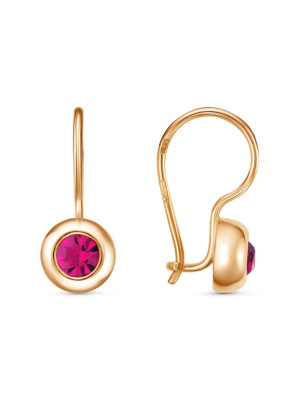 Серьги бижутерия, покрытие - золочение, вставка - стекло ювелирное preciosa