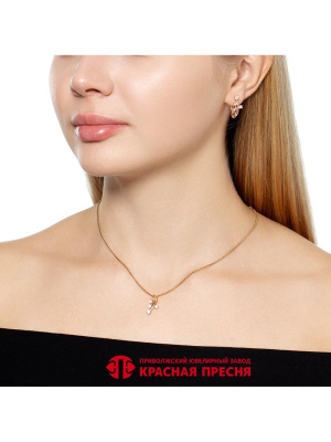 Серьги серебро 925 пробы, покрытие - золочение, вставка - фианит (недрагоценный камень)