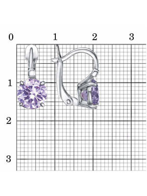 Серьги бижутерия, покрытие - платинирование, вставка - фианит (недрагоценный камень)