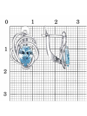 Серьги бижутерия, покрытие - платинирование, вставка - фианит (недрагоценный камень)