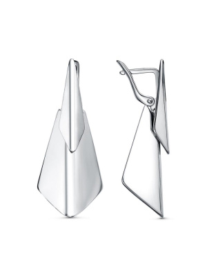 Серьги серебро 925 пробы, покрытие - платинирование, без вставок