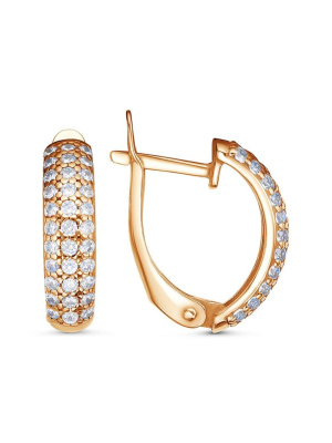 Серьги серебро 925 пробы, покрытие - золочение, вставка - фианит (недрагоценный камень)