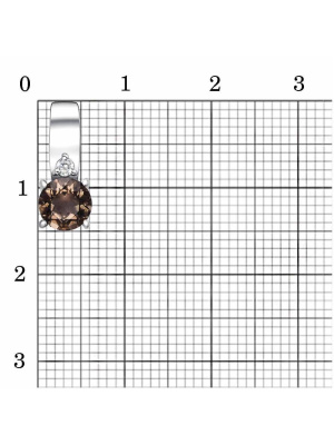 Подвеска серебро 925 пробы, покрытие - родирование, вставка - дымчатый кварц, фианит (недрагоценный камень)