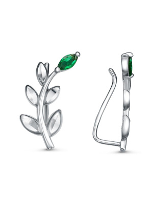 Серьги бижутерия, покрытие - платинирование, отделка - алмазная грань, вставка - искусственная шпинель