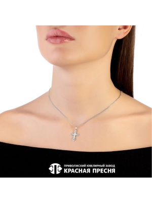 Подвеска серебро 925 пробы, покрытие - родирование, вставка - фианит (недрагоценный камень)