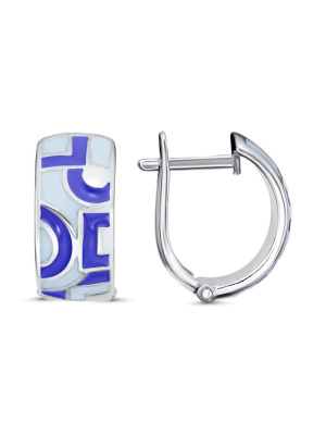 Серьги бижутерия, покрытие - серебрение, отделка - эмаль, без вставок